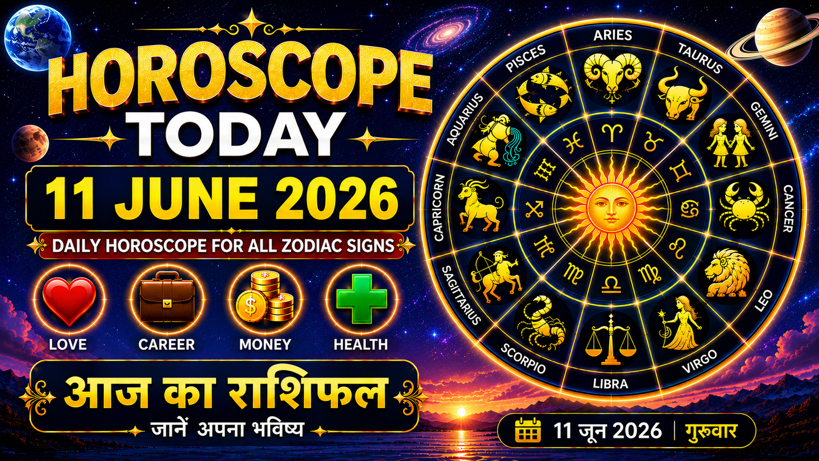horoscope today 11 june 2026 daily astrology predictions for all zodiac signs