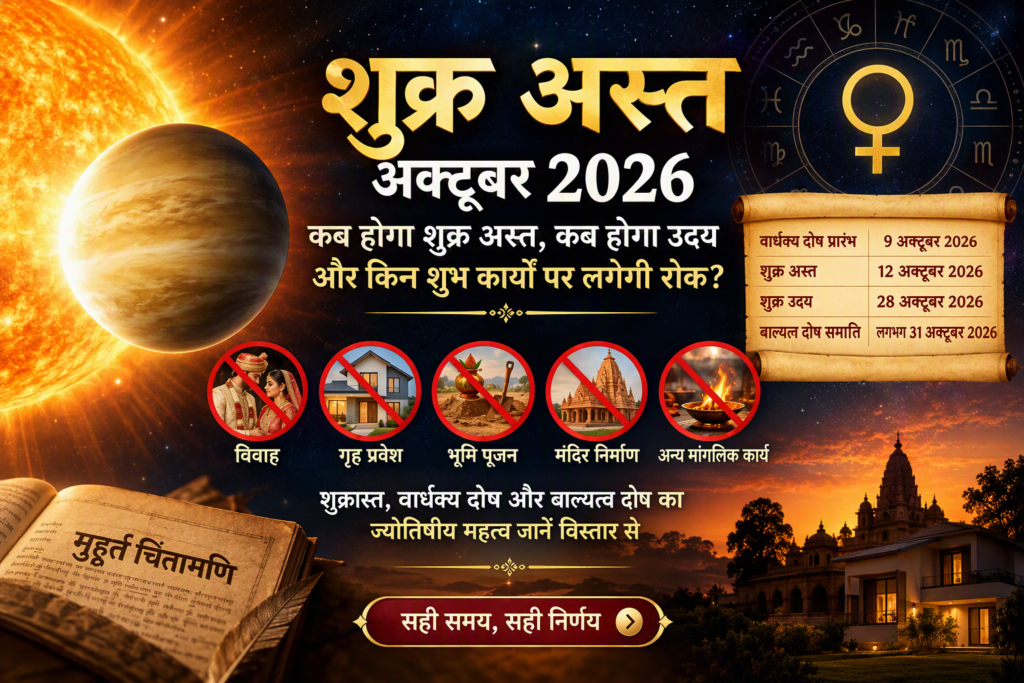 शुक्र अस्त अक्टूबर 2026